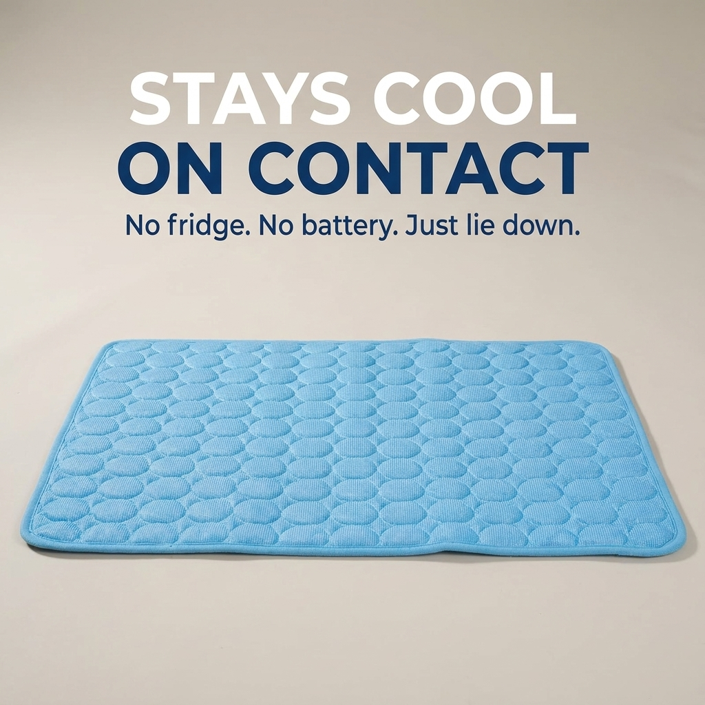 Cooling mat stays cool on contact