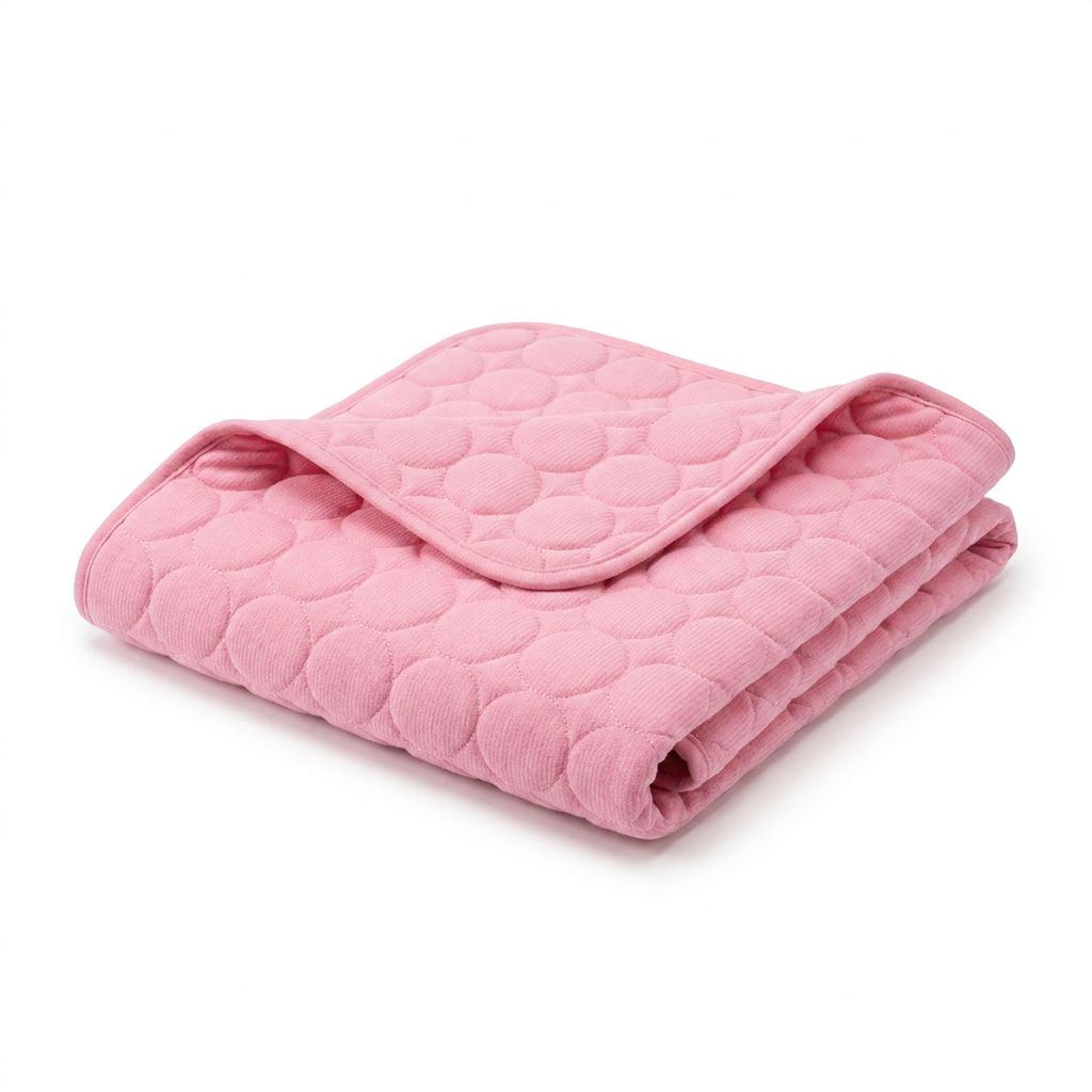Pink cooling mat product photo on white background
