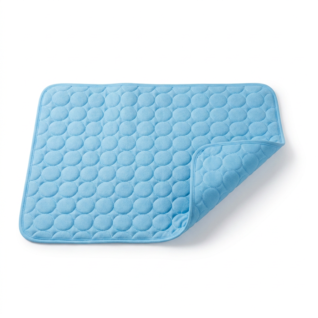 Light blue cooling mat product photo on white background