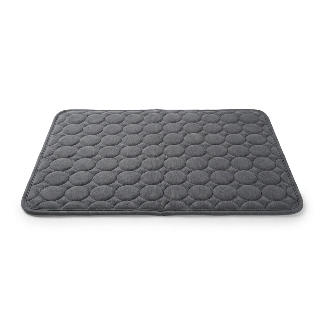 Dark grey cooling mat product photo on white background